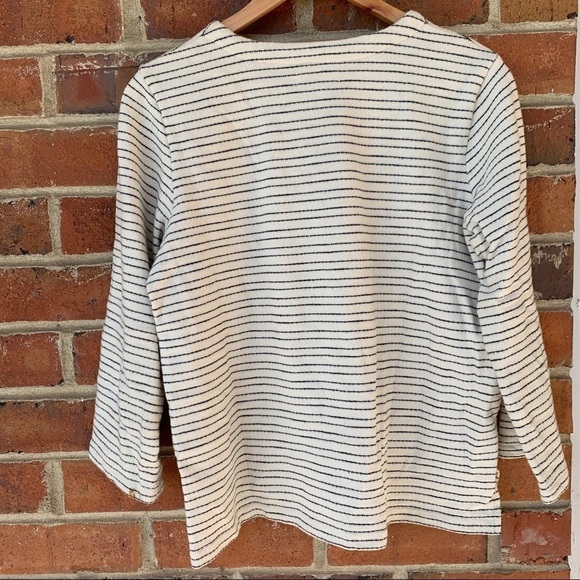 Madewell Striped Lace Up Striped Top in White sz S - Picture 3 of 4